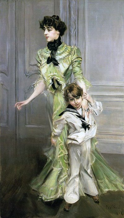 Madame Georges Hugo en haar zoon Jean door Giovanni Boldini