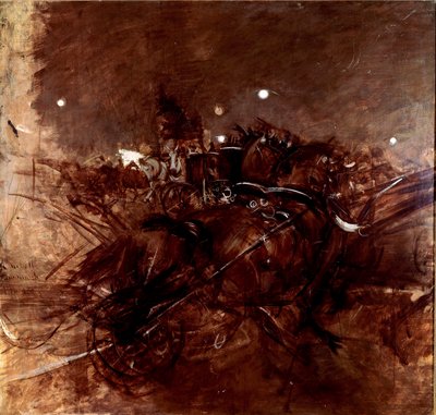 Nocturne in Montmartre. Schilderij door Giovanni Boldini (1842-1931), circa 1883. Olieverf op doek. Dim 120x135cm. Pistoia, Collezione Boldini door Giovanni Boldini