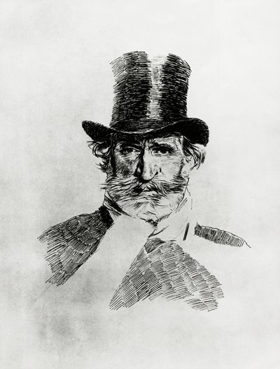Portret van Giuseppe Verdi (1813-1901), Italiaanse componist, tekening door Giovanni Boldini (1842-1931) door Giovanni Boldini