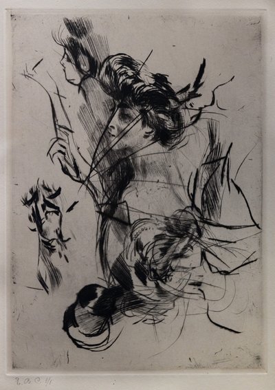 Portret van een Jonge Vrouw met Figuren door Giovanni Boldini