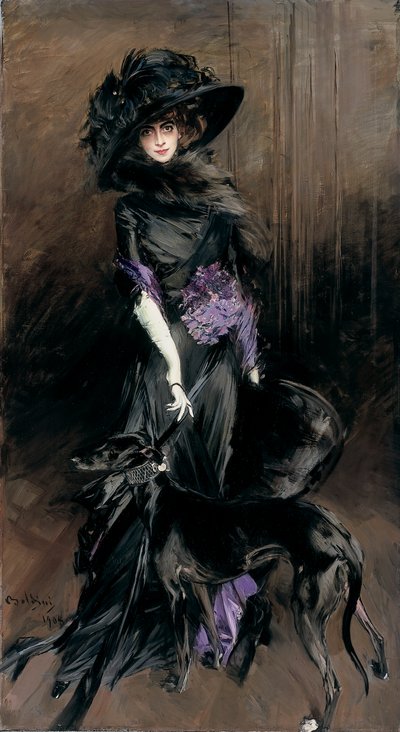 Portret van de Markiezin Luisa Casati met een Windhond door Giovanni Boldini