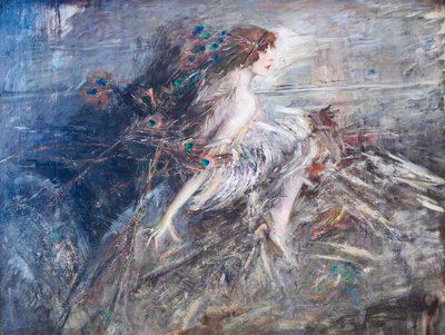 Portret van de markiezin Casati met pauwenveren door Giovanni Boldini