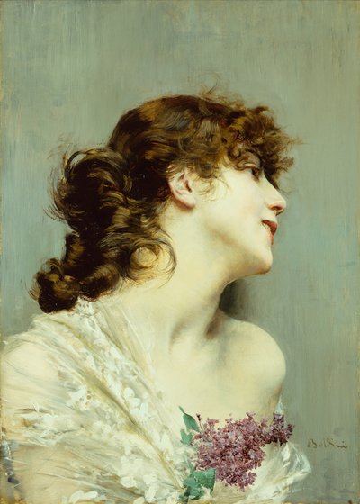 Profiel van een jonge vrouw door Giovanni Boldini