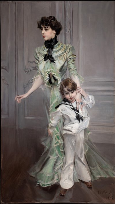 Portret van mevrouw Hugo en haar zoon, 1898 door Giovanni Boldini
