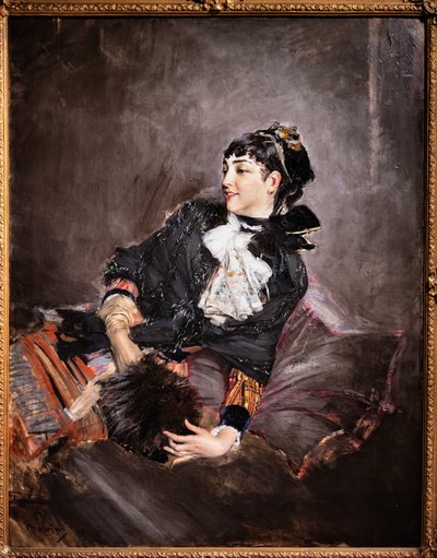De Gravin van Rasty op de Bank door Giovanni Boldini
