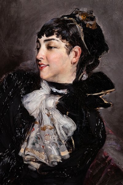 De gravin van Rasty op de sofa (detail) door Giovanni Boldini
