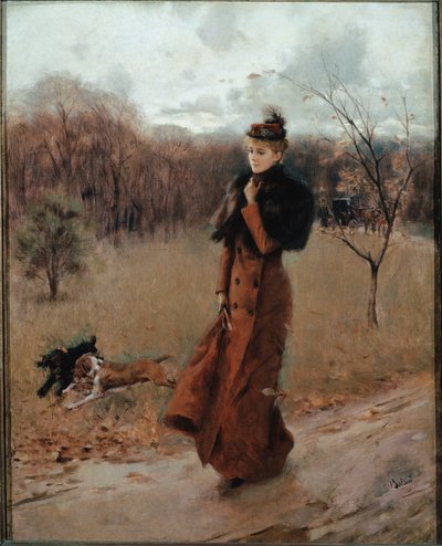 De wandeling naar het park in Napels door Giovanni Boldini