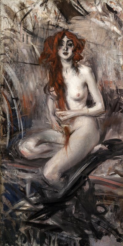 Vrouw die Haar Haar Kammt, ca. 1912 door Giovanni Boldini