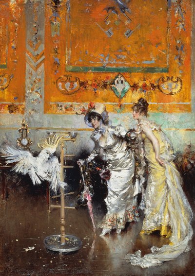 Vrouwen met papegaai door Giovanni Boldini