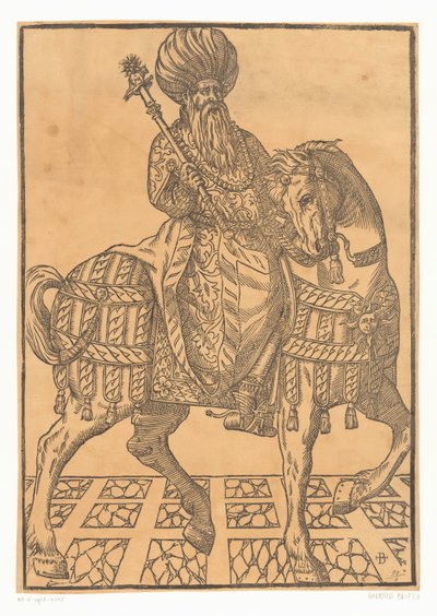 Man met tulband te paard door Giovanni Britto