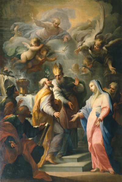 Huwelijk van de Maagd Maria, door Giovanni Camillo Sagrestani (1660-1731), Kerk van Santo Spirito, Florence, Italië door Giovanni Camillo Sagrestani