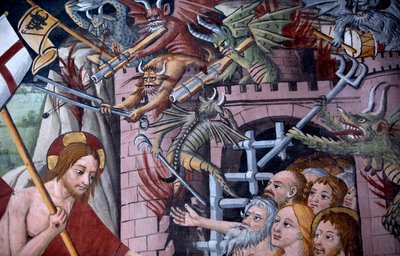 Afdaling naar de hel, ca. 1492 (detail) door Giovanni Canavesio