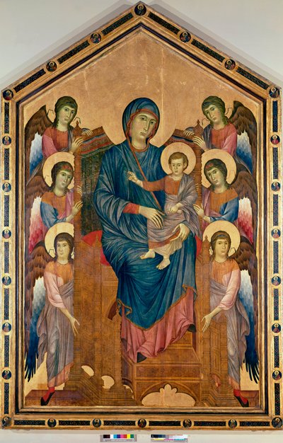 De Maagd en het Kind in Majesteit omringd door zes engelen door Giovanni Cimabue