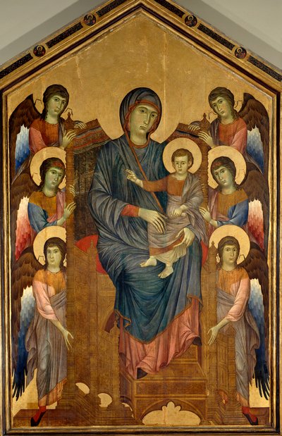 De Maagd en het Kind in Majesteit omringd door zes engelen door Giovanni Cimabue