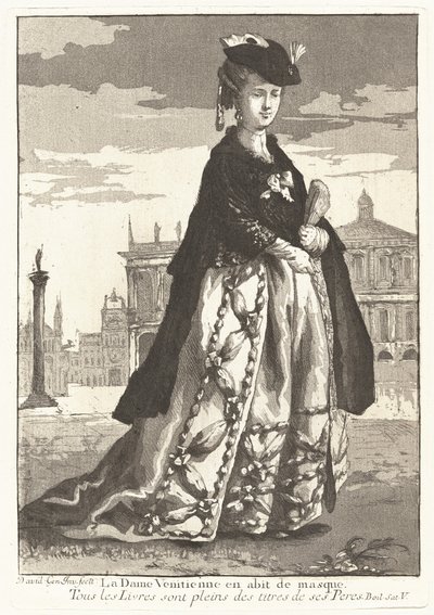 Venetiaanse vrouw in carnavalskleding door Giovanni David