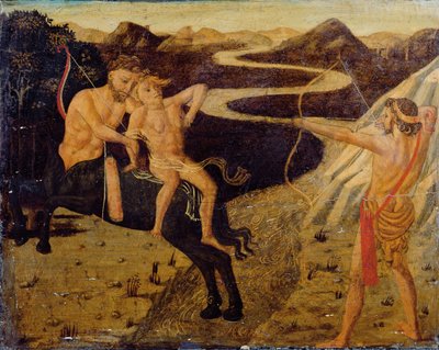 Cassone paneel: Hercules redt Deianeira van Nessus door Giovanni Di Ser Giovanni Guidi