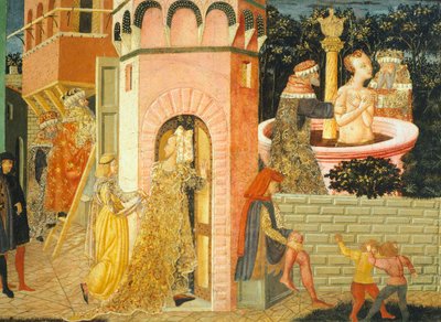 Verhalen van Susanna, circa 1450, rechterzijde van beschilderde kist, detail door Giovanni Di Ser Giovanni Lo Scheggia Guidi