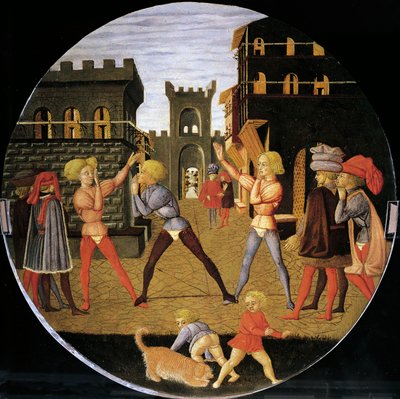 spel genaamd civettino (detail) door Giovanni Di Ser Giovanni Lo Scheggia Guidi