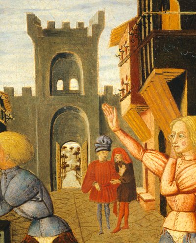 spel genaamd civettino, (detail) door Giovanni Di Ser Giovanni Lo Scheggia Guidi
