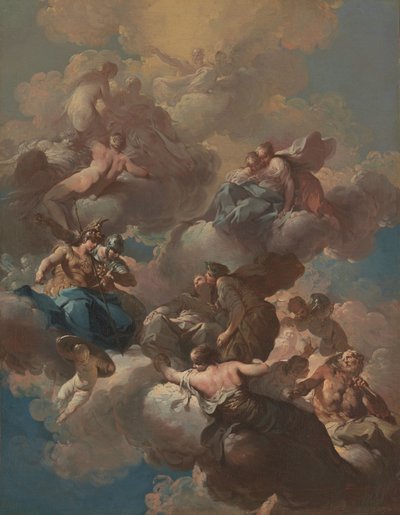 Schets voor een plafondfresco, ca. 1740 door Giovanni Domenico Ferretti