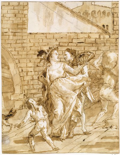 Een flirt door Giovanni Domenico Tiepolo