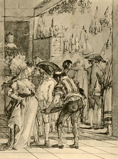 Een winkel met gerookte waren, 1791 door Giovanni Domenico Tiepolo