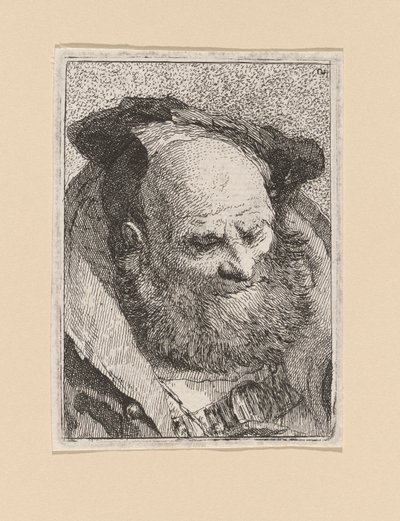 Bejaarde Man met Baard, uit de Raccolta di Teste (Collectie van Hoofden) door Giovanni Domenico Tiepolo