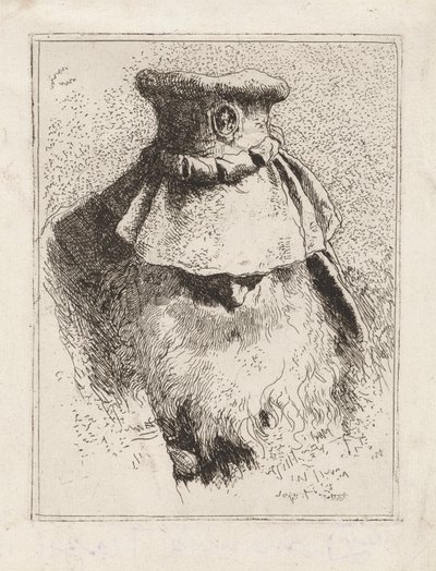 Oude man met een grote hoed, uit de Raccolta di Teste (Collectie van hoofden) door Giovanni Domenico Tiepolo