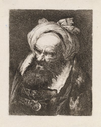 Oude Man met een Tulband, uit de Raccolta di Teste door Giovanni Domenico Tiepolo