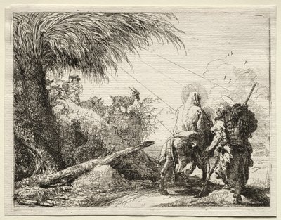 Vlucht naar Egypte: De Heilige Familie en de Palmboom door Giovanni Domenico Tiepolo
