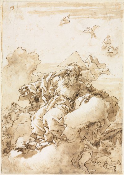 God de Vader met Symbool van de Drie-eenheid door Giovanni Domenico Tiepolo