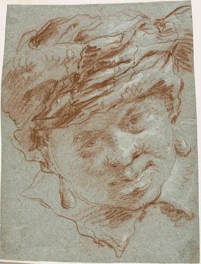 Hoofd van een jongen met een tulband door Giovanni Domenico Tiepolo