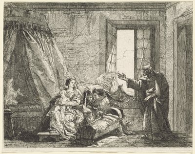 Jozef vertelt Maria Gods bevel om te vluchten door Giovanni Domenico Tiepolo
