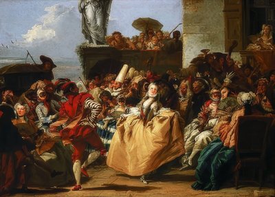 Carnavalscène of Het Menuet. 1745/50 door Giovanni Domenico Tiepolo