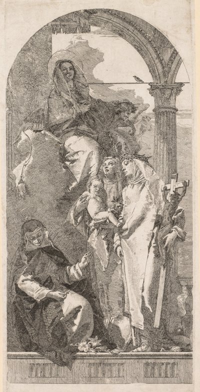 Madonna met heiligen Agnes, Catherine en Rosa door Giovanni Domenico Tiepolo