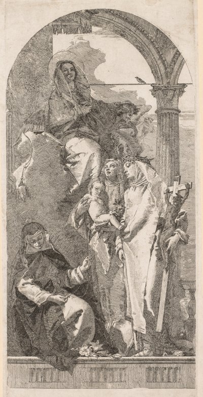 Madonna met heiligen Agnes, Catherine en Rosa door Giovanni Domenico Tiepolo