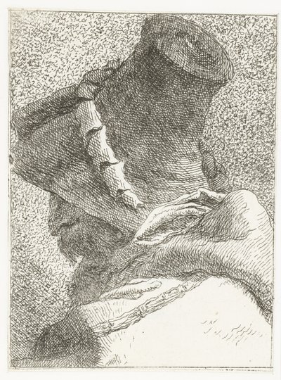 Man met afgewend hoofd met hoed door Giovanni Domenico Tiepolo