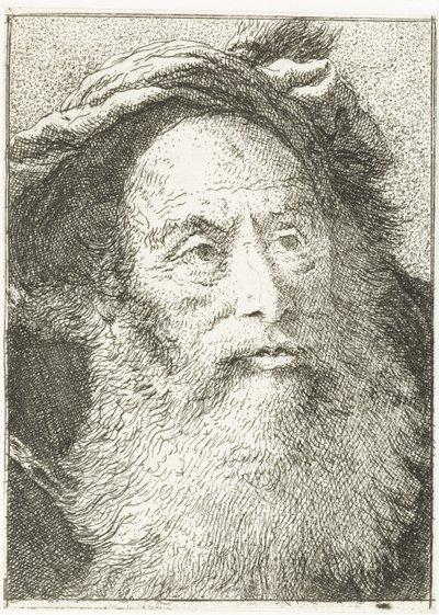 Man met baard door Giovanni Domenico Tiepolo
