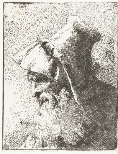 Man met baard en hoed door Giovanni Domenico Tiepolo
