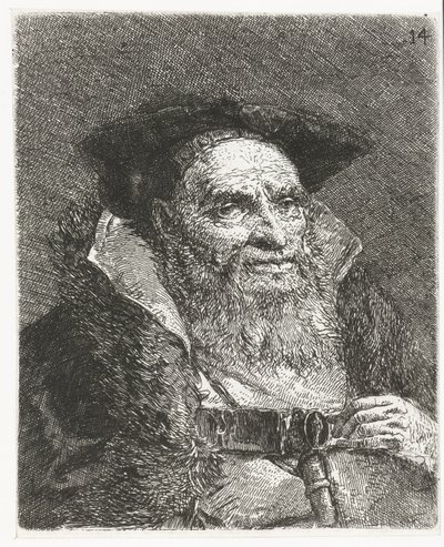 Man met baret door Giovanni Domenico Tiepolo