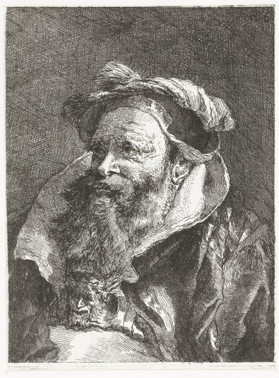 Man met saterkop op gesp door Giovanni Domenico Tiepolo