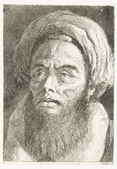 Man met tulband door Giovanni Domenico Tiepolo