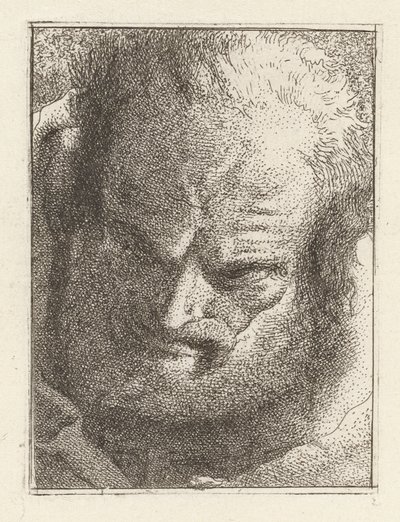Oude man die naar beneden kijkt, uit de Raccolta di Teste (Collectie van Hoofden) door Giovanni Domenico Tiepolo