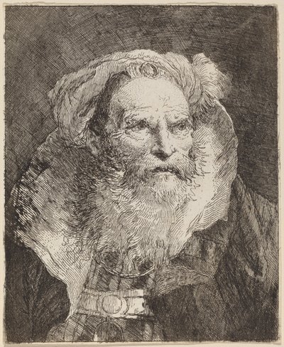 Oude man mediterend door Giovanni Domenico Tiepolo