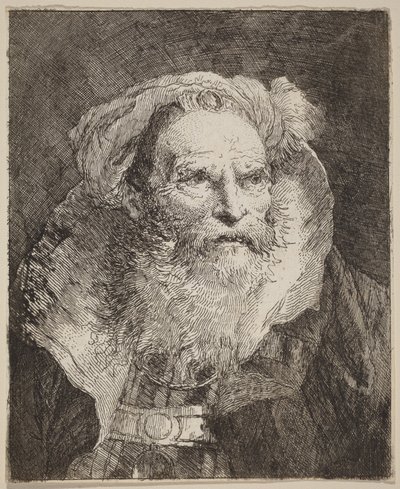 Oude man mediterend door Giovanni Domenico Tiepolo