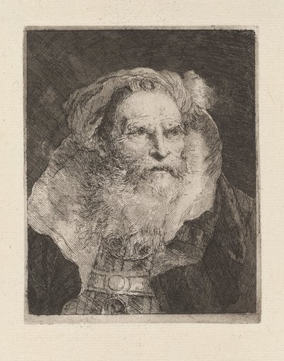 Oude man mediterend, uit de Raccolta di Teste door Giovanni Domenico Tiepolo