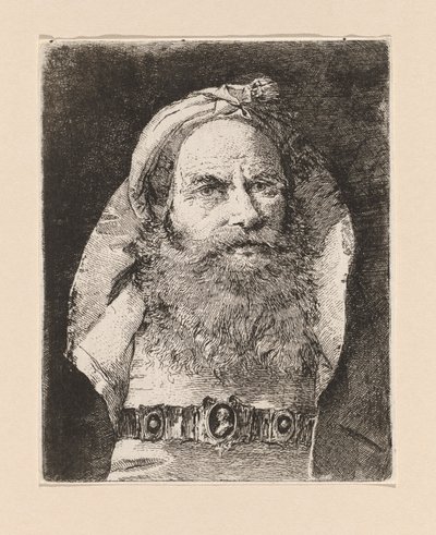 Oude man met kleine tulband, uit de Raccolta di Teste (Collectie van hoofden) door Giovanni Domenico Tiepolo