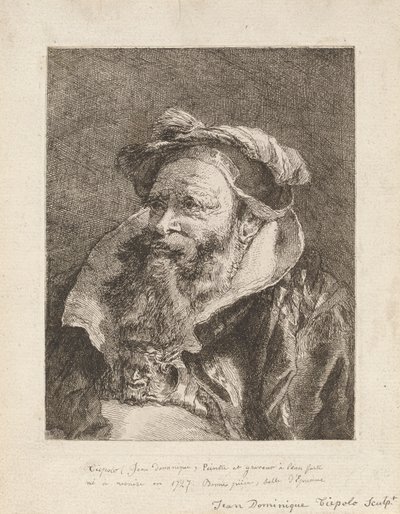 Oude man met een baard, uit de Raccolta di Teste (Collectie van Hoofden) door Giovanni Domenico Tiepolo