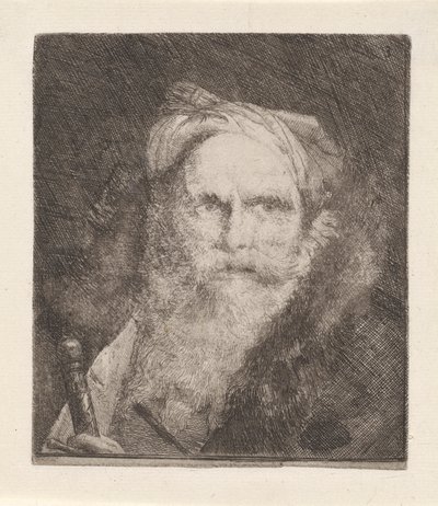 Oude man met een zwaard, uit de Raccolta di Teste (Collectie van hoofden) door Giovanni Domenico Tiepolo