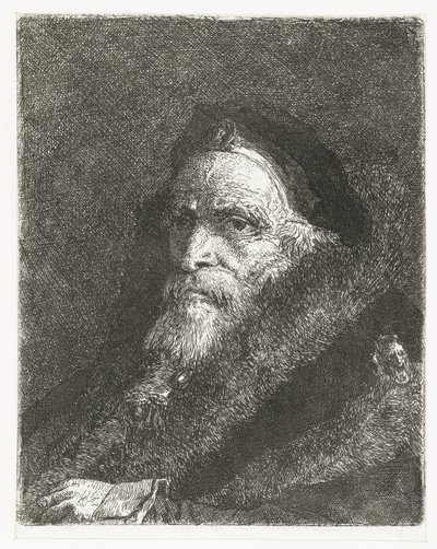 Oude man in bontmantel door Giovanni Domenico Tiepolo